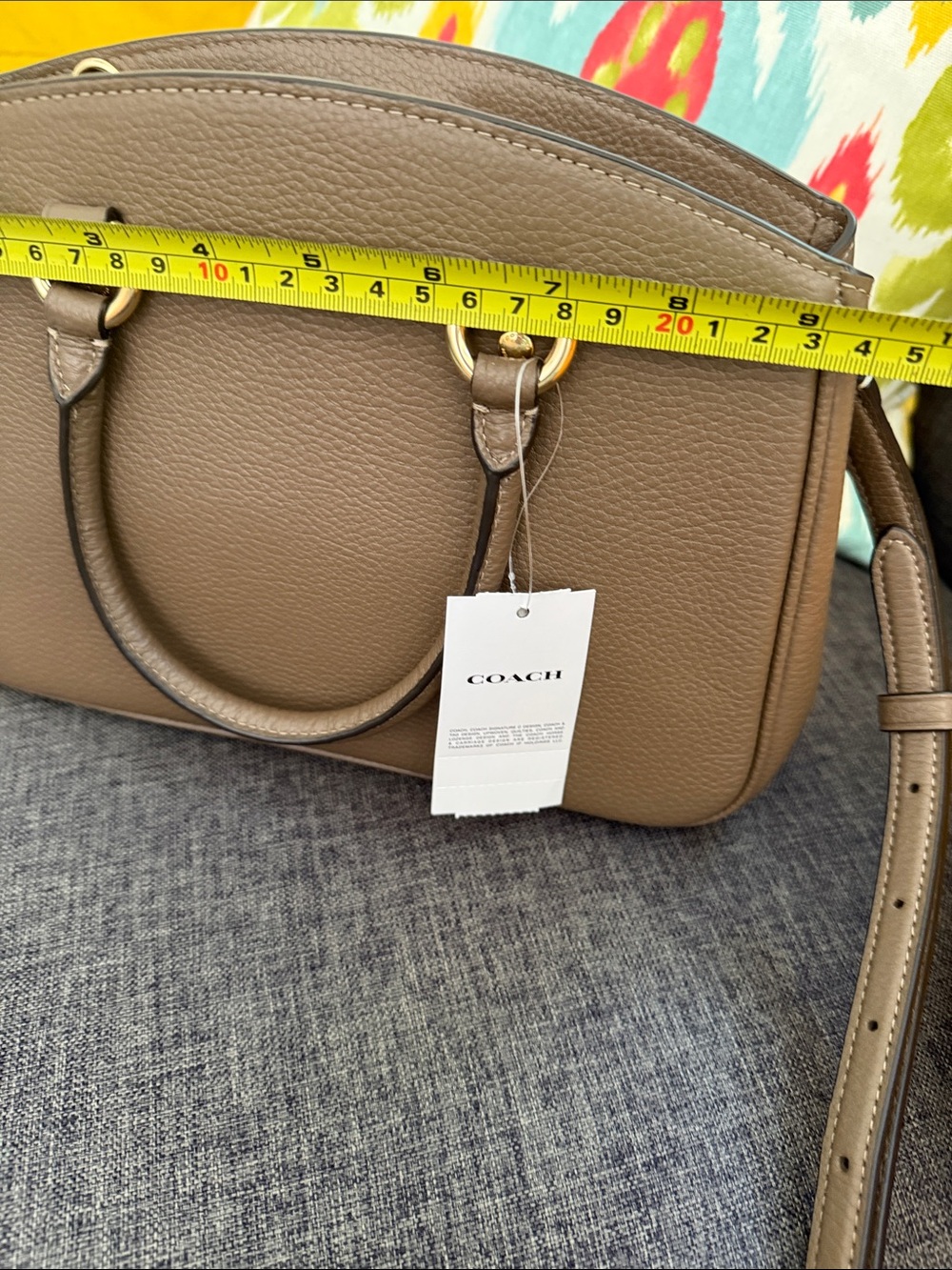 COACH Taupe dark stone Pebbled Leather Dome Satchel with Gold Hardware NWT - Picture 8 of 12